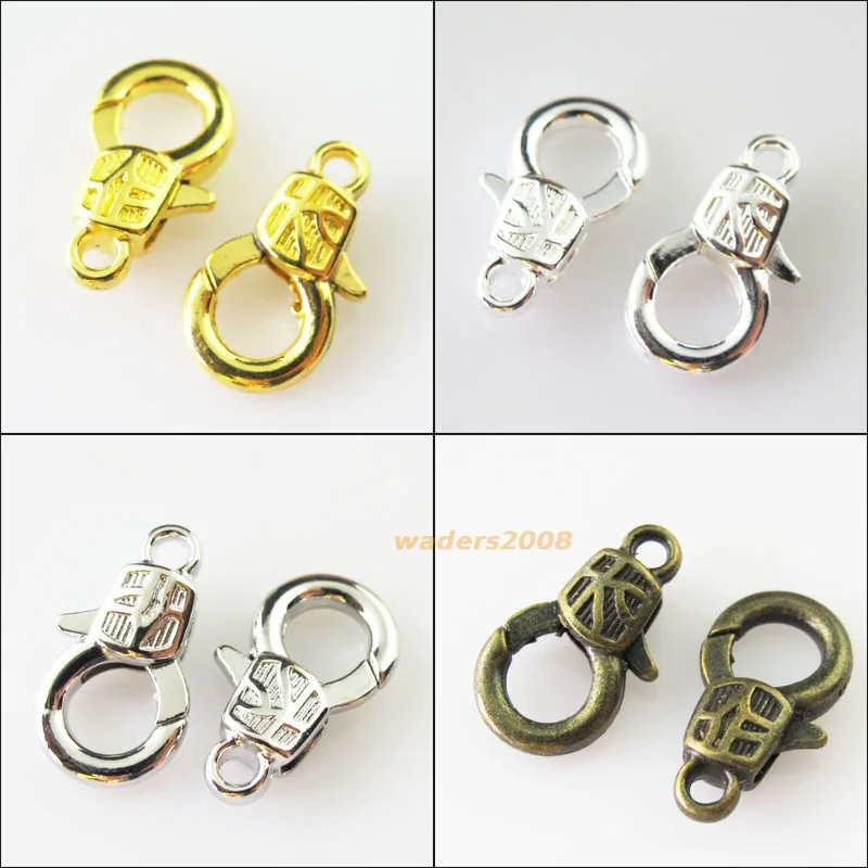 

6Pcs Lock Lobster Clasps Connectors Gold Dull Silver Bronze Plated 10x17mm
