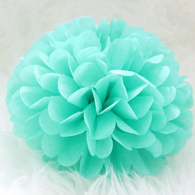 8 дюймов 20 см помпон тканевая бумага Pom Poms Цветочные шарики для Свадебный декор для комнаты день рождения товары для вечеринок DIYCraft бумажный цветок - Цвет: Tiffany Blue