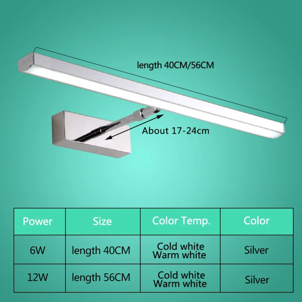 Настенный светильник светодиодный зеркало свет установлен Телескопический бра водостойкие 6 Вт 40 см осветительные декораци для помещений макияж 110 В 220