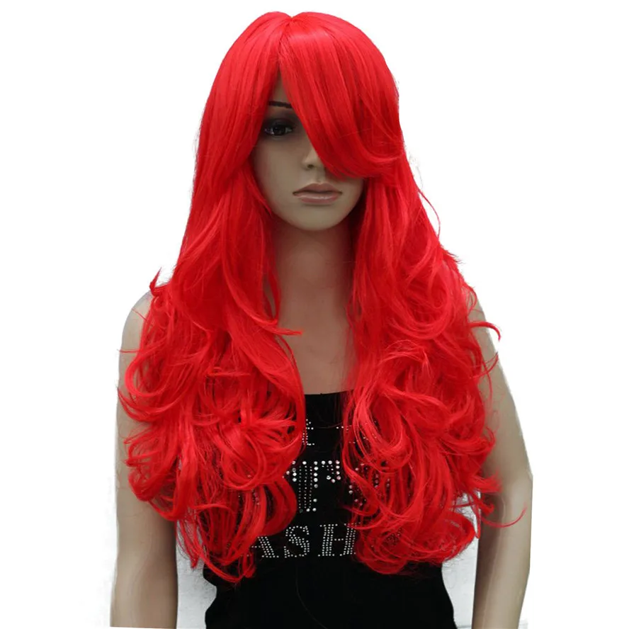 StrongBeauty, парик для косплея, женские вечерние, красные, синие, розовые длинные вьющиеся волосы, парики из синтетических волос