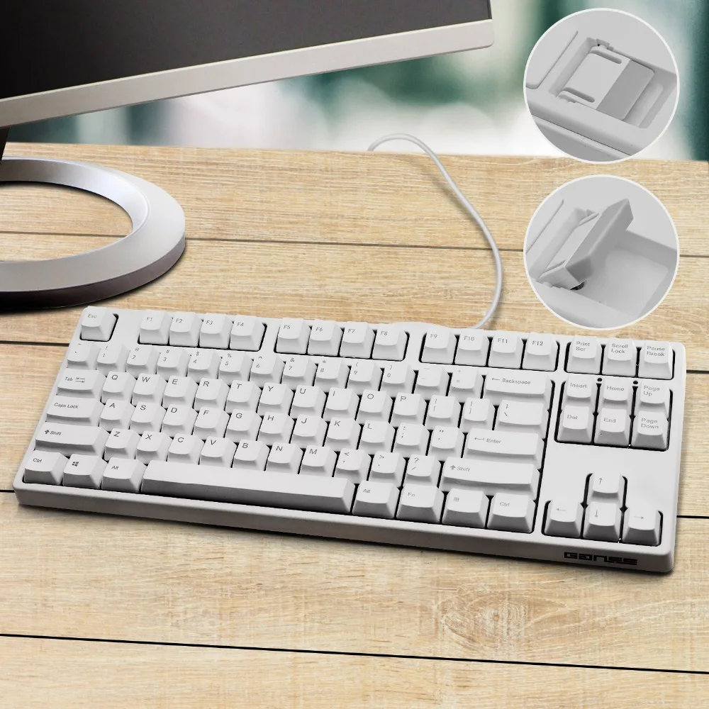 

GANSS Mechanical Gaming Keyboard Programmable Macro Keys Tactile & Quiet 87 KeysTenkeyless Cherry MX Red (White)