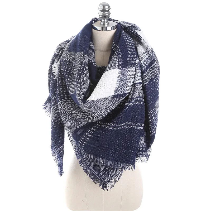Skup Zimowy luksusowy szalik markowy kobiety Cashmere Square szale i okłady koc moda szaliki Plaid Foulard Dropshipping 140*140cm