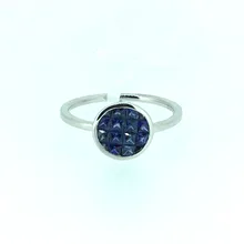 ANI 18K White Gold AU750 Women Wedding Ring 8mm Natural Blue Sapphire Ring Fine Enagement Gemstone