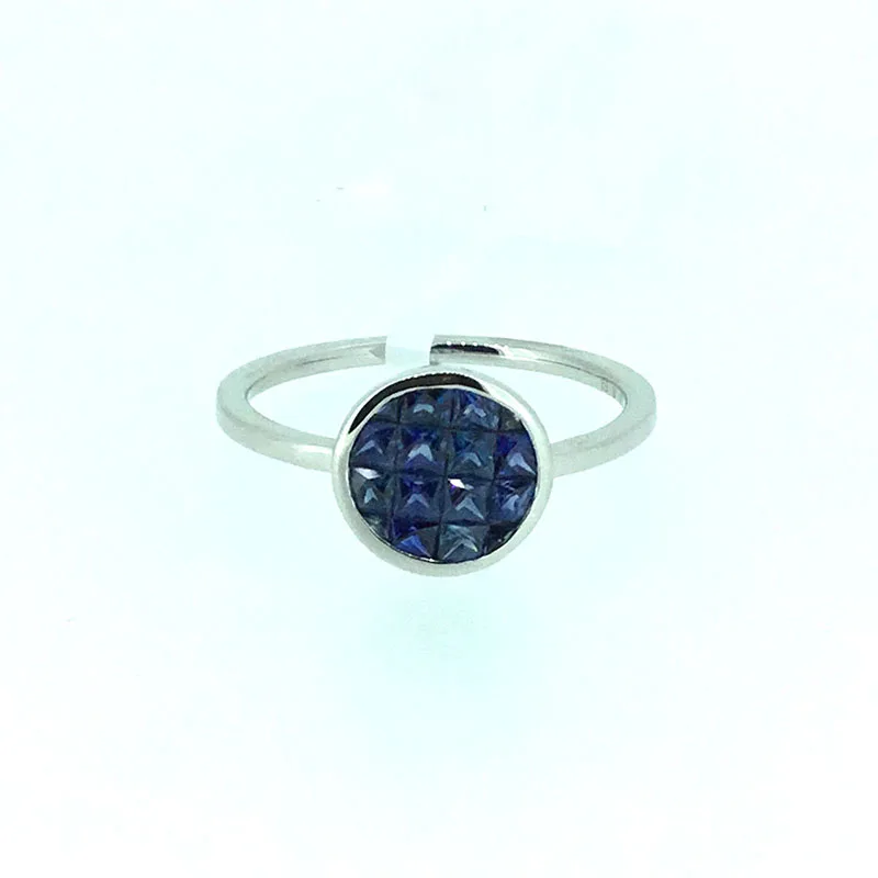 ANI 18K White Gold AU750 Women Wedding font b Ring b font 8mm Natural Blue Sapphire