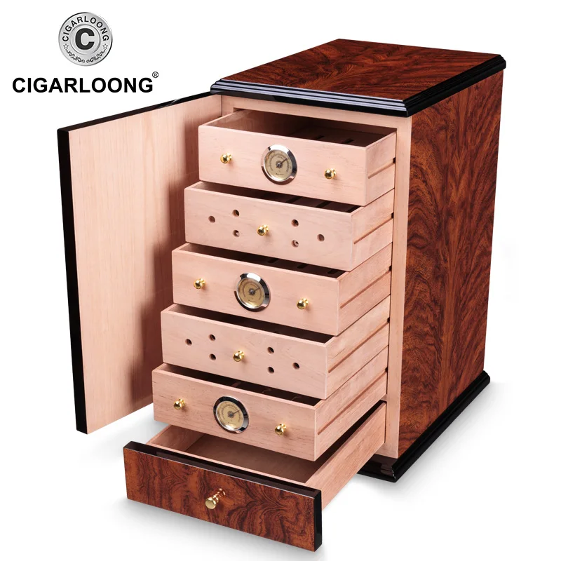 Высокоглянцевый сигарный шкаф для хьюмидора коробка для сигар Кедр Деревянные сигары коробка с увлажнителем гигрометр для COHIBA сигар CLA-0081-2
