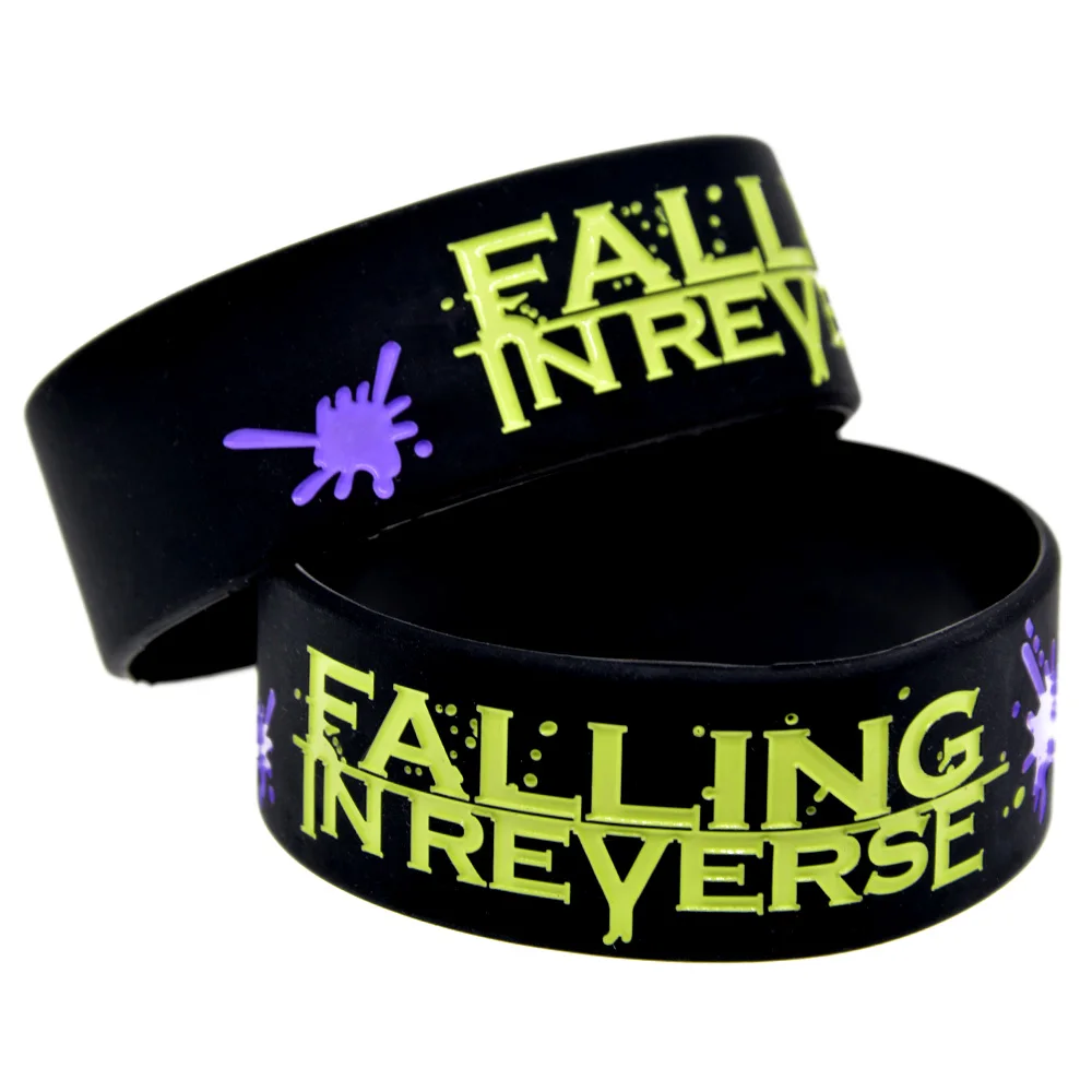 

1PC Black Debossed Falling In Reverse Silicone Bracelet for Music Concert