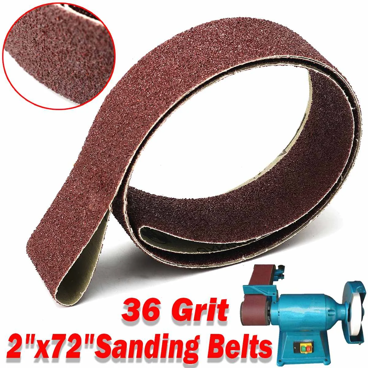 

New 6Pcs 2''x 72'' 36 Grit Sanding Belts Aluminum Oxide Tools Metal Grinding Polishing Abrasives