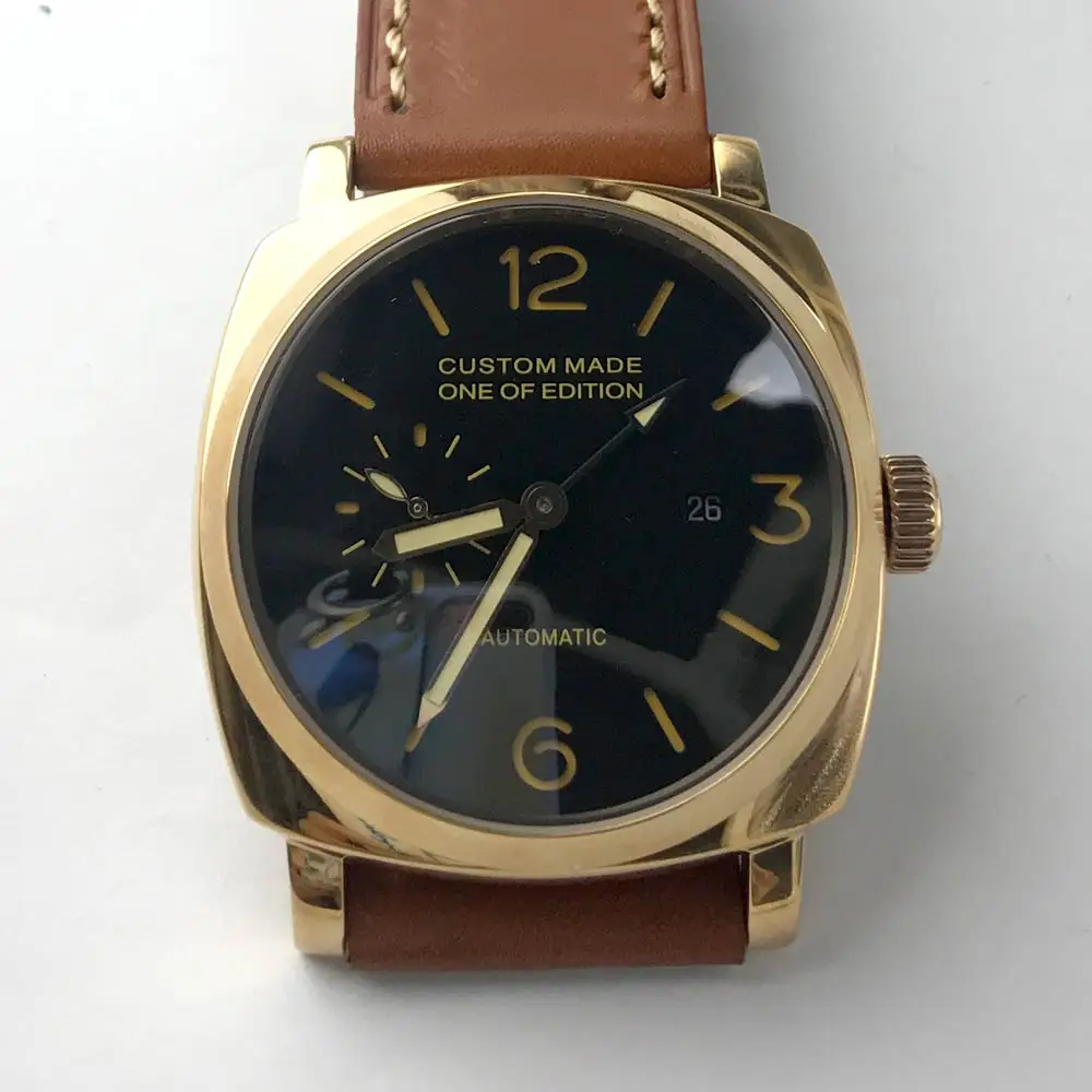 Часы PARNIS GMT мужские 47 мм автоматические золотые из нержавеющей стали светящиеся