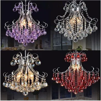

40cm K9 chandelier crystal lights Clear purple red LED lamp luxurious American Including LED bulbs Warm white