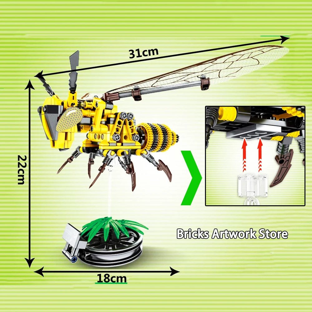 Fit Technic части техника пчела Стрекоза животные Набор Творческий MOC Flyable строительные блоки игрушки для детей мальчиков