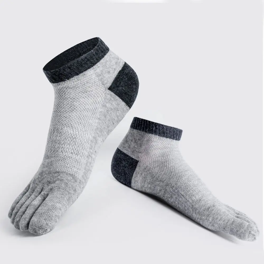 Осенне-летние мужские носки с пятью пальцами Нескользящие невидимые хлопковые дышащие спортивные носки с сеткой забавные короткие носки по щиколотку