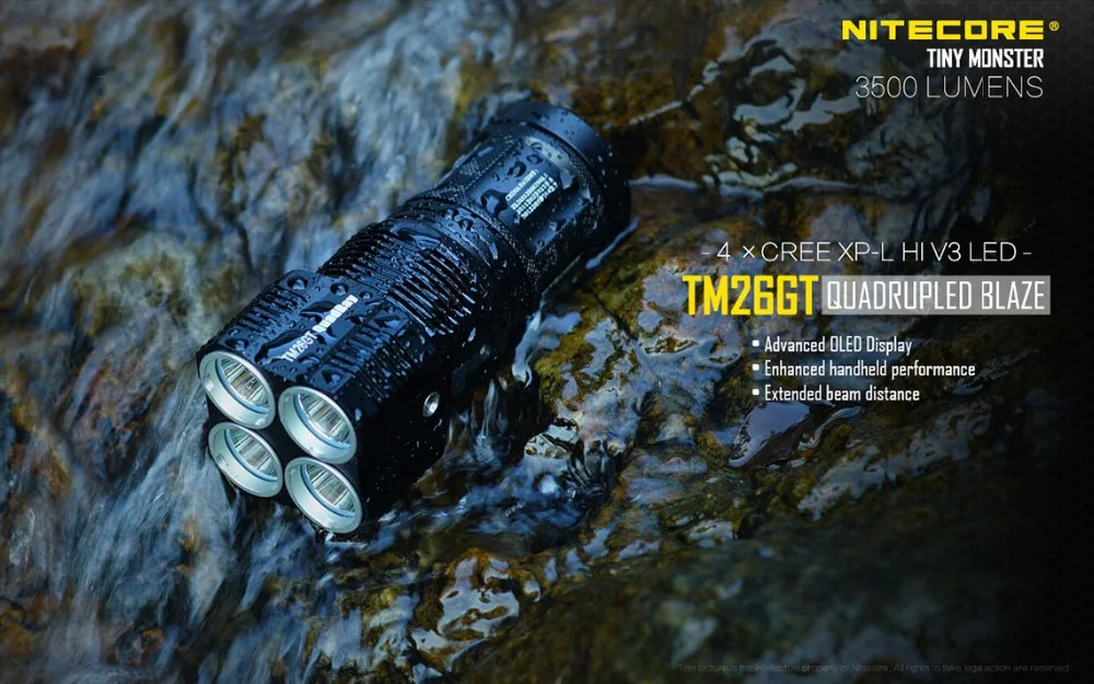 NITECORE TM26GT 4* CREE XP-L HI V3 светодиодный фонарь 3500 люмен светодиодный фонарь с дистентным лучом с 4 батареями 18650