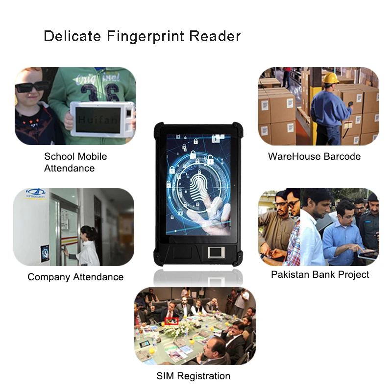 Hfsecurity Android7.0 4G 8 ''прочный сенсорный экран планшет с NFC читатель 2+ 16G Портативный Ручной терминал для сравнения отпечатков пальцев
