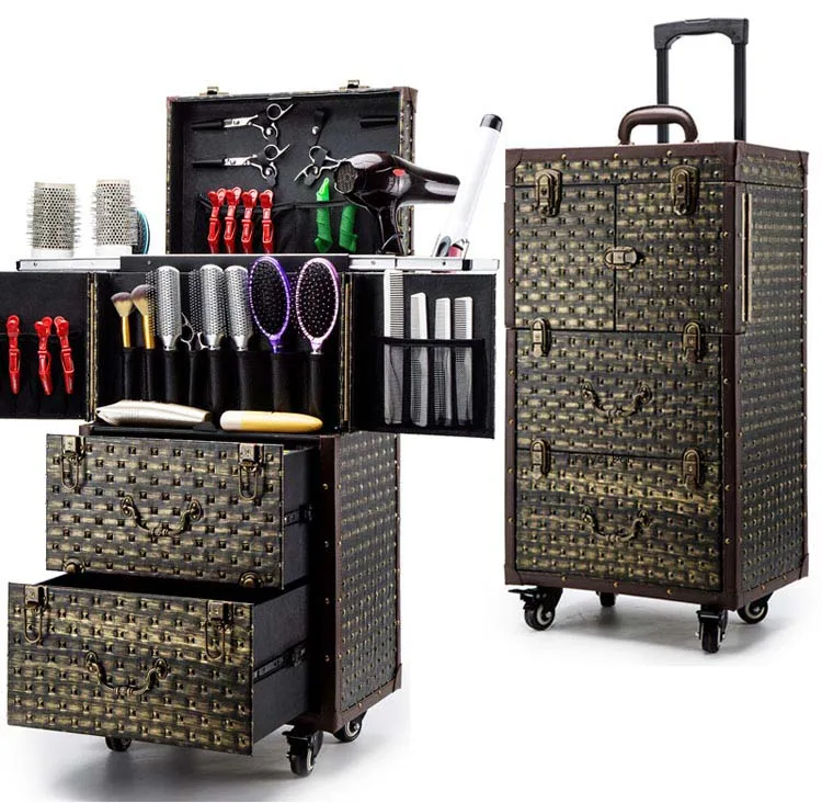 Стрижка, макияж Многофункциональный роскошный большой объем прокатки багажа Спиннер бренд чемодан колеса