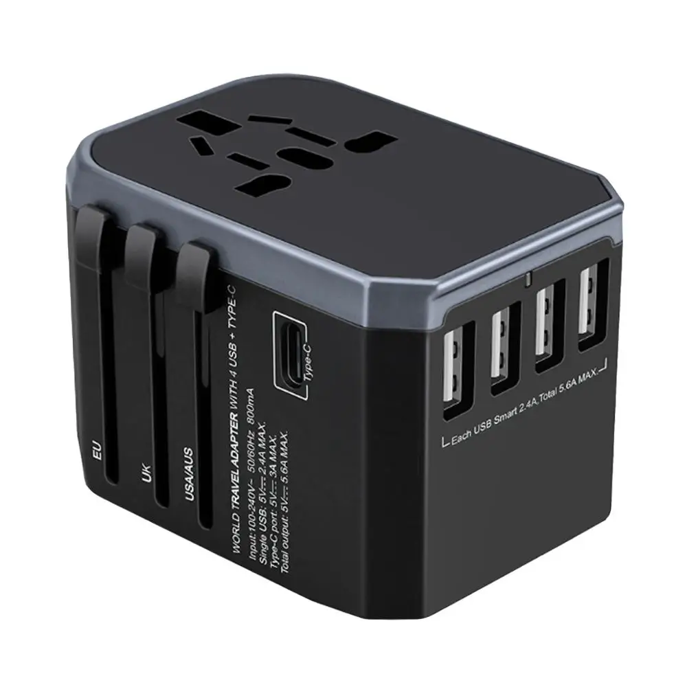 

NEW Universal Travel Plug Adapter 4 USB +Type-C Ports Universal AC Outlet Universal Adapter for US/EU/AU/UK Multifunctional Plug