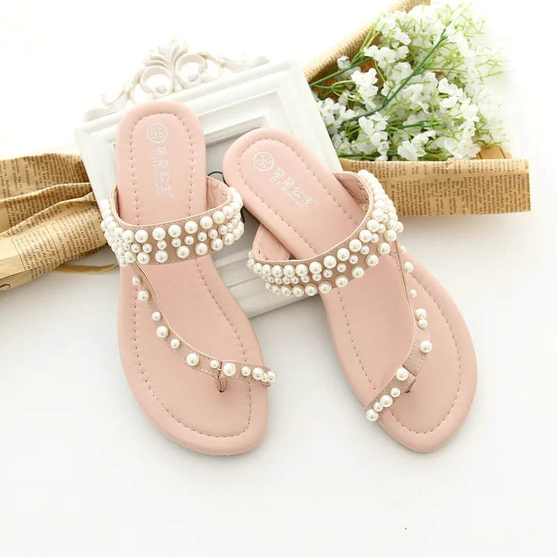 Тапочки для девочек, милая обувь принцессы, жемчужные тапочки, обувь для родителей и детей, Вьетнамки, детские тапочки, пляжная обувь, Waterschoenen Kinderen