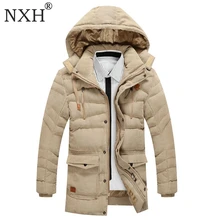NXH 2017 New Arrival Mens Winter Thick Casual coat Zipper Solid Warm inner Pockets Men Parka