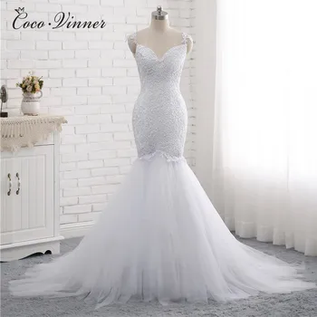 

Spaghetti sttraps Lace Tulle Vintage Mermaid Wedding Dress New Sexy Illusion Back Europe Fashion Wedding Dresses W0303