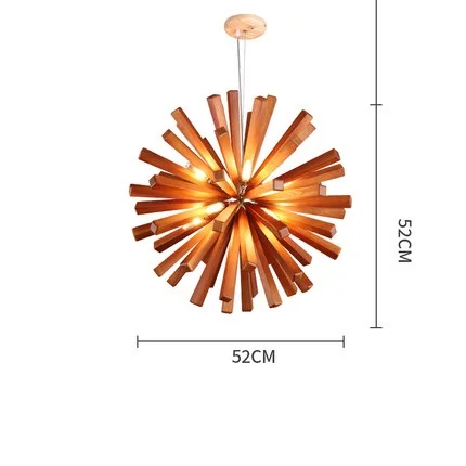 Скандинавское искусство креативная люстра в форме одуванчика из цельного дерева лампа для гостиной столовой в стиле кантри индивидуальная Подвесная лампа - Цвет абажура: 53cm Dark wood