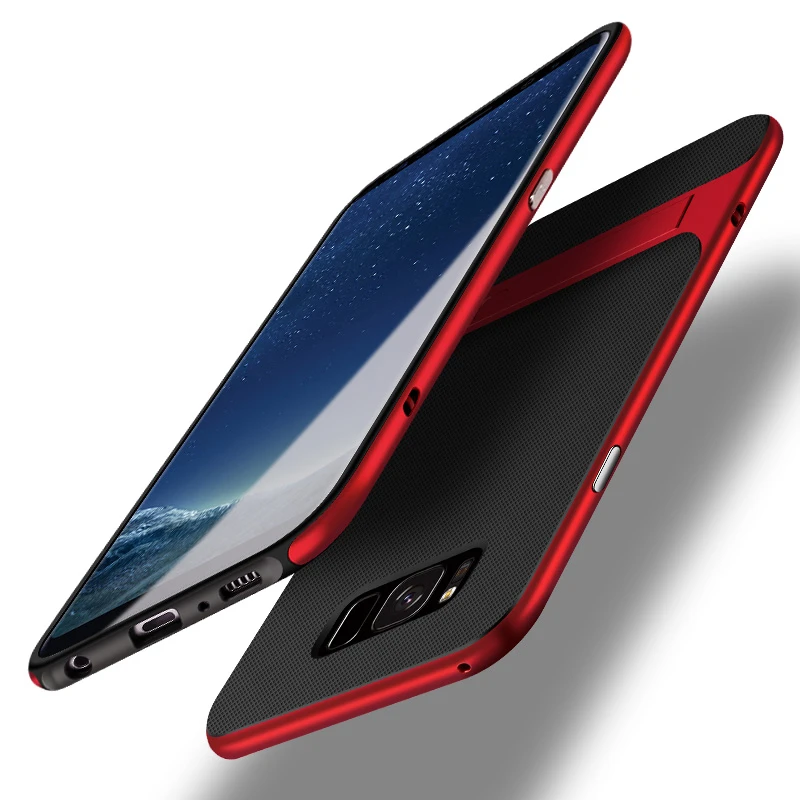 QINUO-Hard-PC-Frame-TPU-Case-For-Samsung-S8-S9-Plus-Cover-Hybrid-TPU-PC-Stand (1)