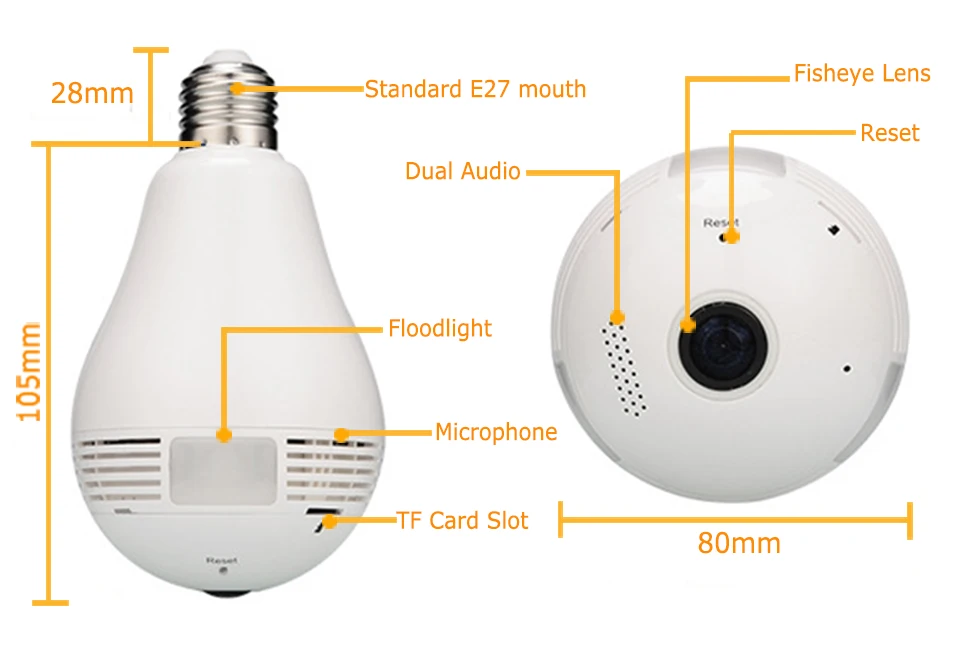 Ламповый светильник, беспроводная ip-камера, Wifi, рыбий глаз, 960 P, 1080P HD, Мини CCTV VR 360, видеокамера, 1.3MP, Домашняя безопасность, WiFi камера, панорамная