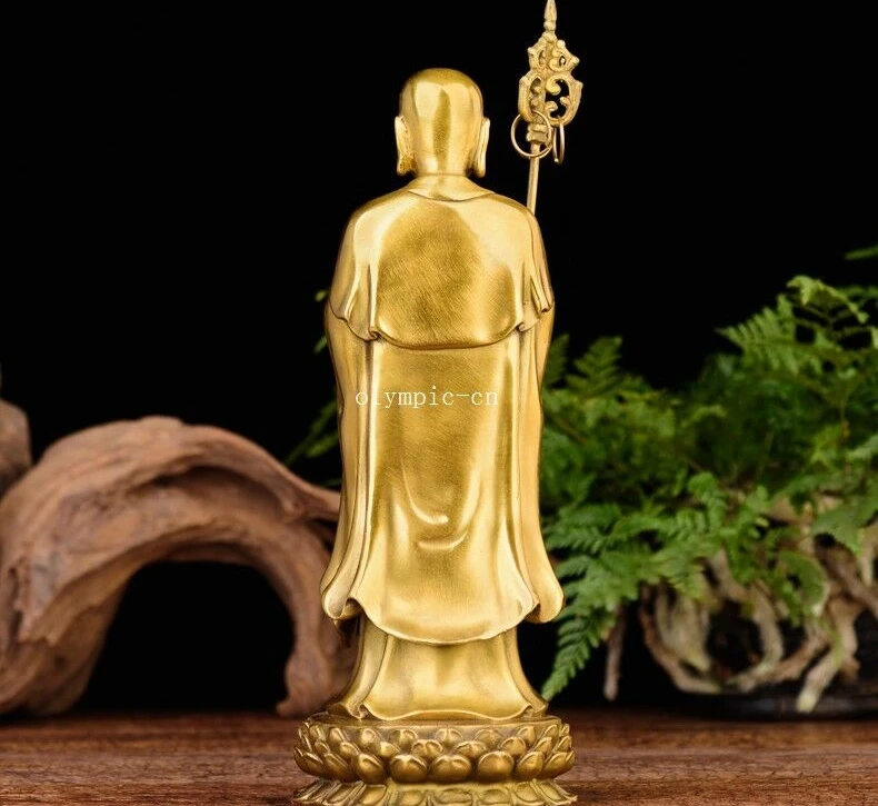 9 дюймов латунь медь резная статуя Будды бодхисаттвы ksitigarbha|Статуи и скульптуры| |