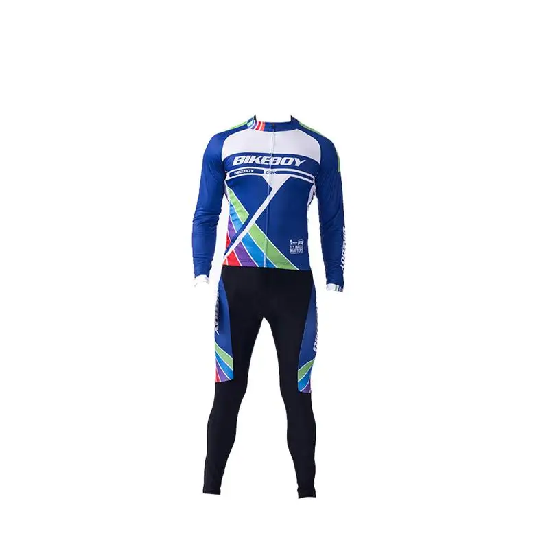 Унисекс Велоспорт длинный рукав, дышащий комплект Джерси на молнии Быстросохнущий велосипедный костюм колготки одежда для спорта на открытом воздухе 1 комплект