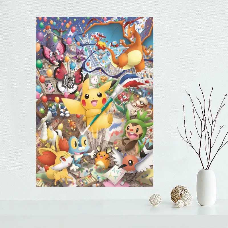 

Nice Custom Pokemon Pikachu Canvas Poster Print painting Art Wall Silk Poster cloth print DIY Fabric Poster Y.9
