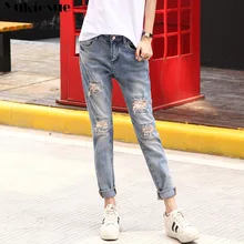 Летние джинсы женские модные синие с высокой талией свободное джинсовое платье женские шаровары женские брюки Джинсы бойфренда для женщин