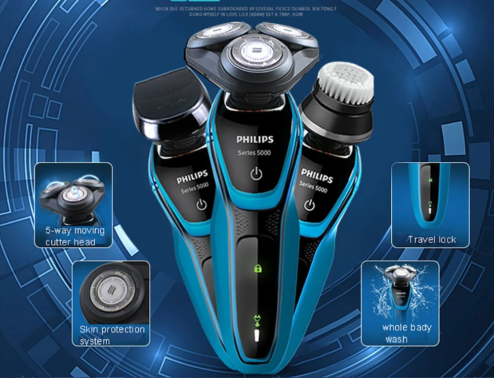 Philips для лица бритва S5070/04 aquatouch электробритва 40 мин беспроводное использование/Зарядка 1 ч со светодиодной системой ComfortCut Blade