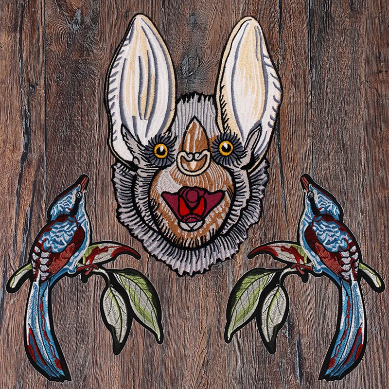 

1Set Bird Design Fabric Patches Rabbit Fabric Patches Embroidery Iron on Stick Applique Embossed Clothes Jacket Decorated Sewing