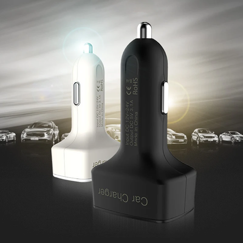 العالمي 4 في 1 شاحن سيارة ثنائي USB DC 5 V 3.1A محول مع الجهد/درجة الحرارة/الحالي متر فاحص شاشة LED رقمية