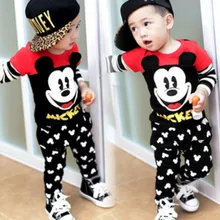 Комплекты для детей Модный комплект одежды для малышей с Микки Маусом, одежда Минни для мальчиков и девочек комплекты для детей, хлопковый пуловер, рубашки+ штаны, Рождественский комплект из 2 предметов