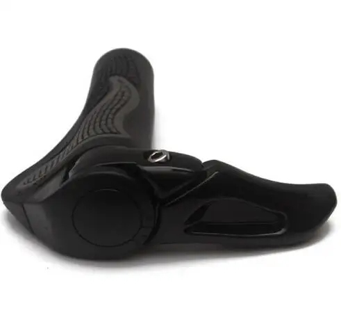 1 пара mtb горный велосипед велосипедная рукоятка в форме рога алюминиевая рукоятка TPR резиновая крышка тиски эргономичный велосипедный инструмент рукоятки - Цвет: black