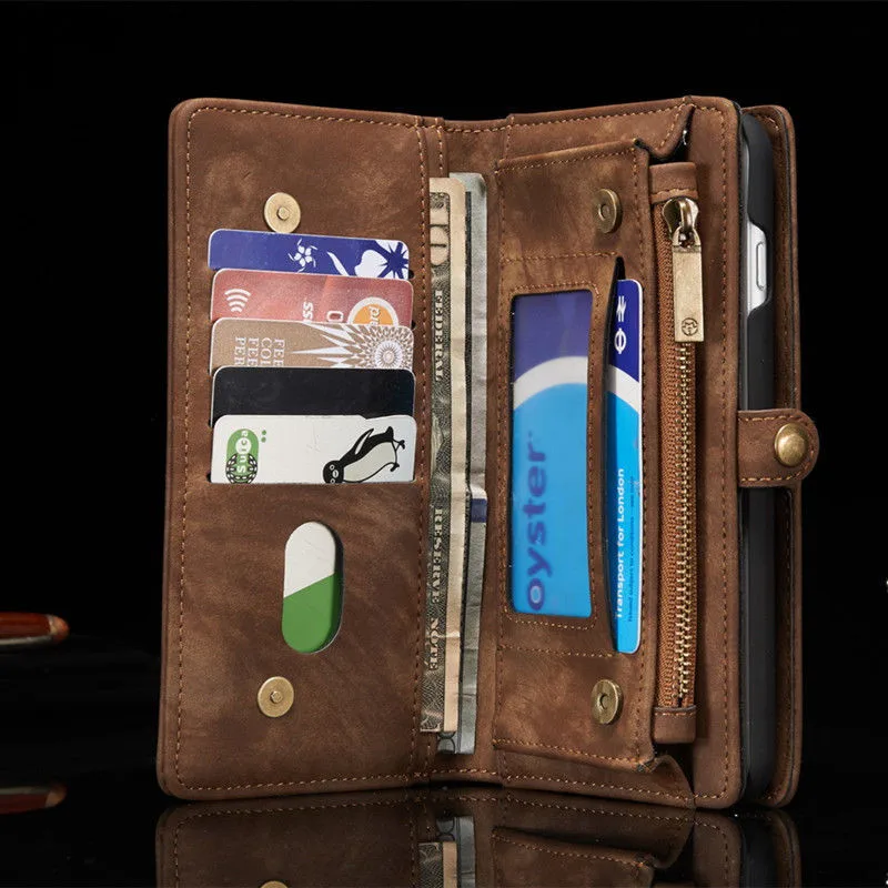 

Genuine Leather Purse Wallet Magnetic Suede Flip Anti-Knock Phone Protect Cover For iPhone 6 6S Plus 7 Plus For Samsung S7 Edge