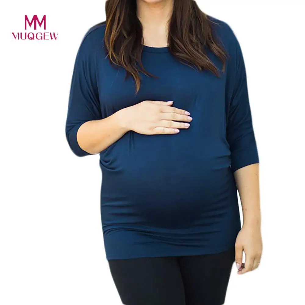 Buy Large Size Long Sleeve Solid Maternity Top