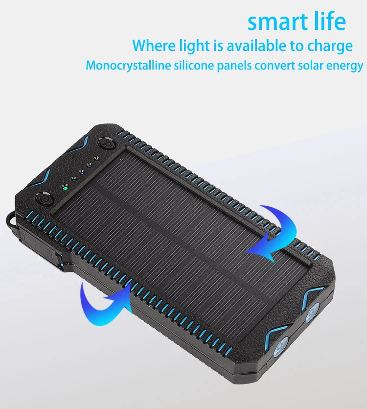 

Solar Power bank 15000mah 2 LED External baterry 15000mah PowerBank For Mobile Phone For Iphone xiaomi 5 with lighter