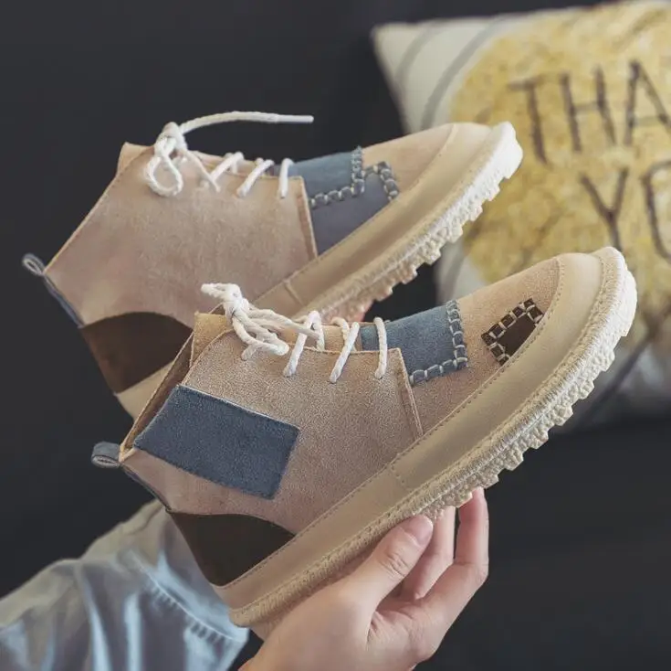 

2019 autumn new casual fashion literary retro flat with thick bottom super fire high canvas shoes