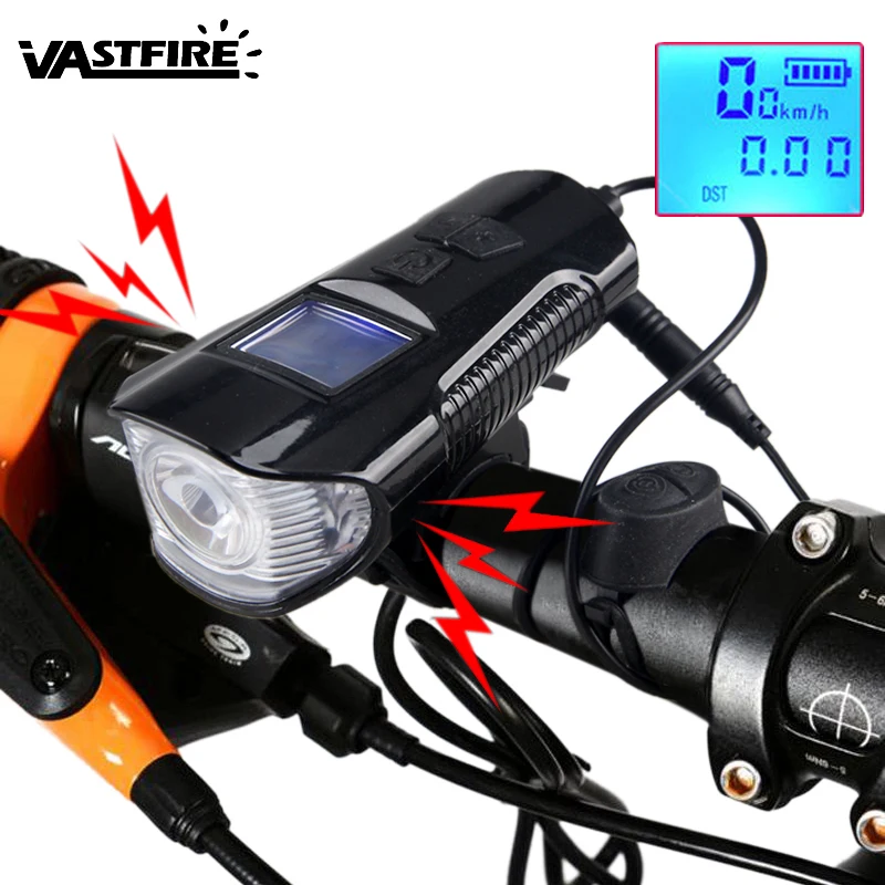 Flash Deal Multi-functional Smart T6 LED Front Bicycle Headlight 4 Modes Cycling Flashlight USB Bike Headlight+Bike Computer+Electric Bell 0