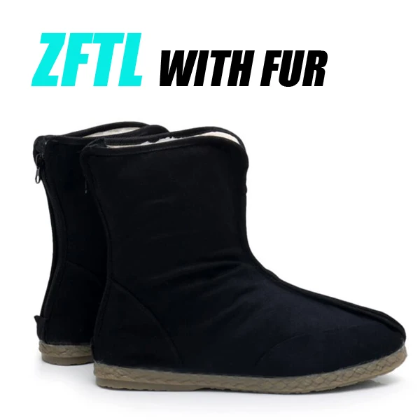 Mens New Chinese Ethnic Style Embroidered Canvas Fleeced Kung Fu Boots Shoes SUN