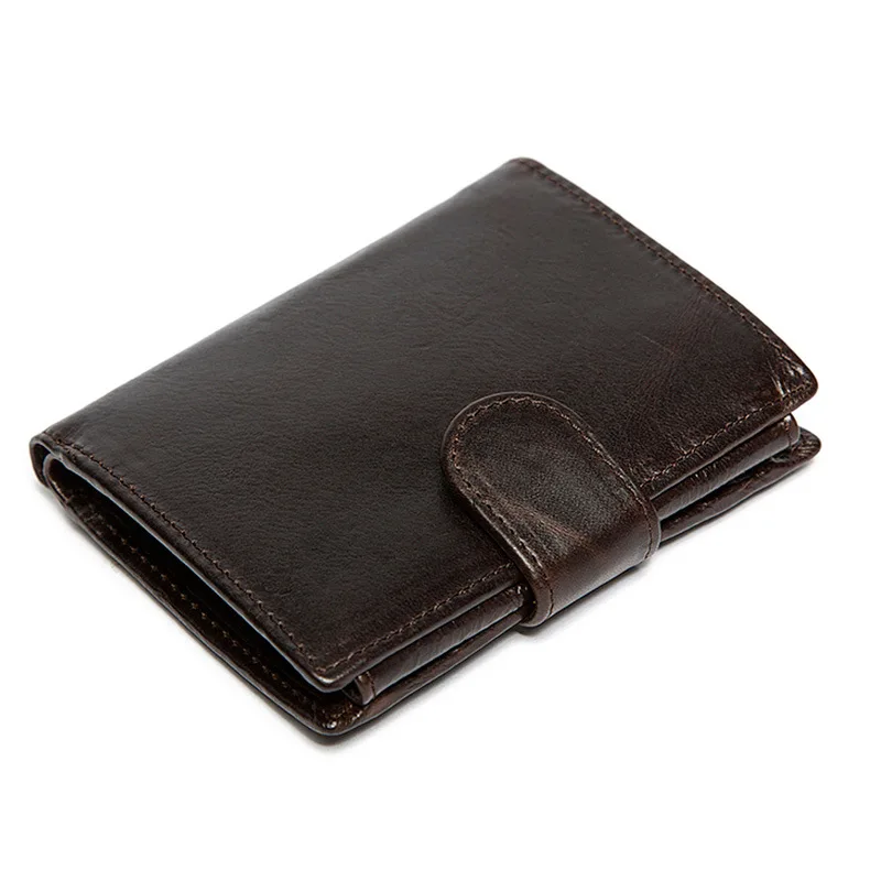 

Genuine Leather Men's Wallet Retro Casual Short Buckle Closure Multi Card Position Large Capacity Wallets Men's Purse
