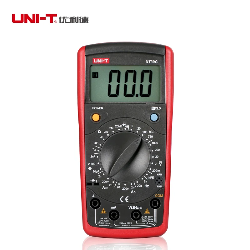 

UNI-T UT39C UT 39C General Digital Multimeters -40C-1000C Thermometer Voltmeter Ammeter Multi Testers Manual Data Hold Function