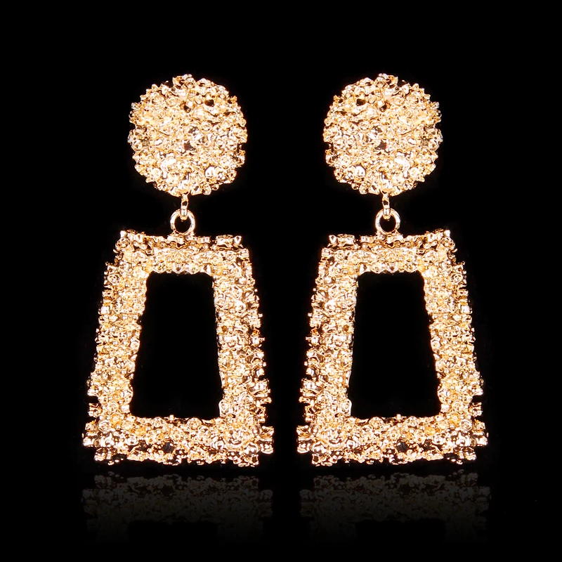 

2019 Fashion Dubai Gold Color Earrings for Women Modern Statement Earring Women's big Drop Hanging Dangle Brincos Ear Jewelry