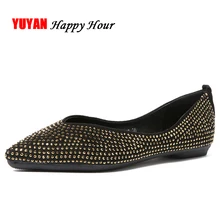 Модные брендовые туфли-лодочки; женская обувь с острым носком и стразами; женская обувь высокого качества на плоской подошве; женская обувь черного цвета; LX020