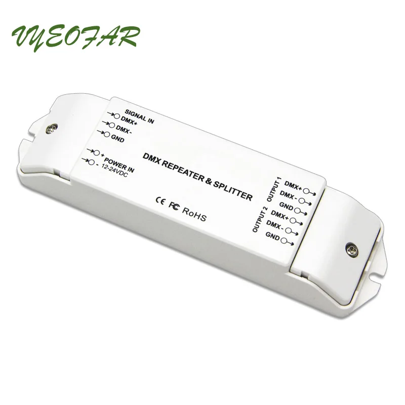 New Bincolor BC-812 DMX512 Signal Power Repeater DMX Amplifier 1 to 2 Channel Output Splitter Controller | Освещение