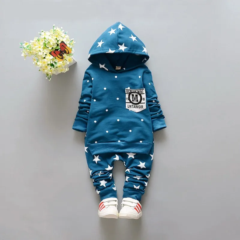 New Baby Sets Star Cotton Suits 2016 Infant Outerwear Spring Autumn Boys Clothes Pants Hooded Suit Hot Dot Tops Baby Clothing (8)