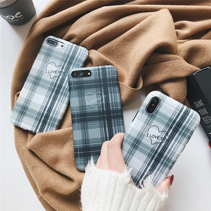 

lattice love heart phone Case for iphone X 7 7Plus Simple soft silicon Case For iphone 6 6s 6plus 6splus 8 8Plus back cover