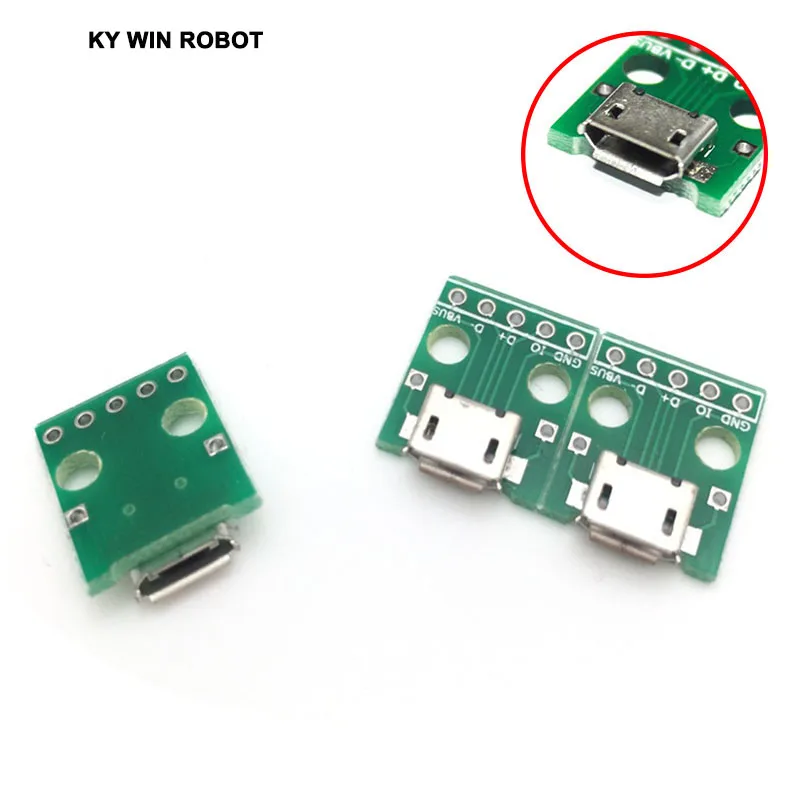 

5pcs MICRO USB to DIP Adapter 5pin female connector B type pcb converter pinboard 2.54mm