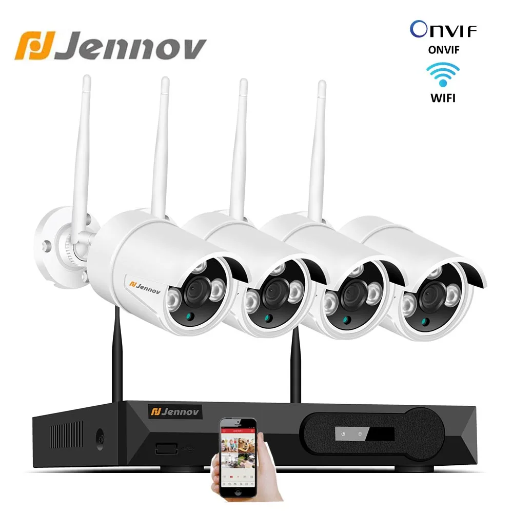 

Jennov 4CH 1080P Home Wireless Camera Security System NVR Set Wifi Video Surveillance Kit CCTV System IP66 2MP P2P Onvif ipcam