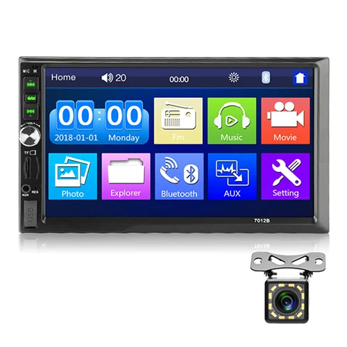 MP5 with 12 led cam Авторадио Bluetooth 2 din автомагнитола 7012B Поддержка BT/FM/AUX-IN/USB Реверсивный детектор дистанционного управления автомобильный стерео аудио плеер - Цвет: MP5 with 12 led cam